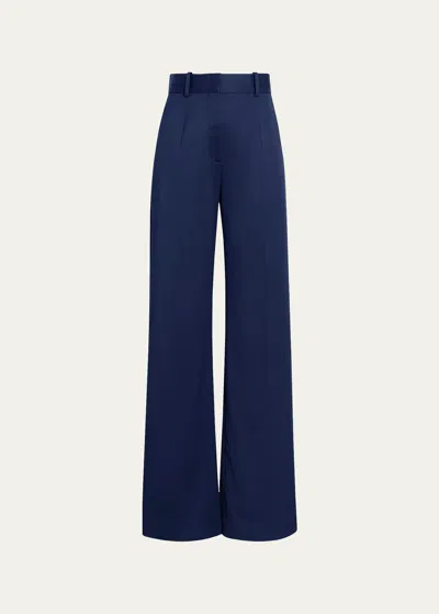 ANOTHER TOMORROW PLEATED WIDE-LEG SUIT PANTS