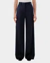 Another Tomorrow Pleated Wide-leg Suit Pants In Ruby