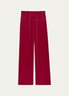 Another Tomorrow Pleated Wide-leg Suit Pants In Ruby