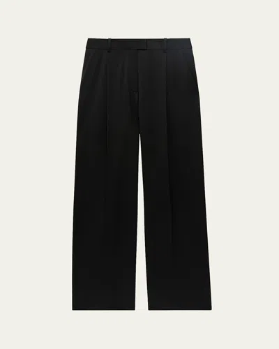 ANOTHER TOMORROW PLEATED WIDE-LEG WOOL PANTS