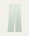 Another Tomorrow Pleated Wide-leg Wool Pants In Julep
