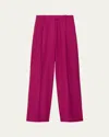 Another Tomorrow Pleated Wide-leg Wool Pants In Magenta