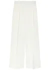 Another Tomorrow Pleated Wide-leg Trousers In White