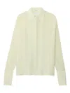 Another Tomorrow Convertible Pleated Silk Wrap Shirt In Gelb