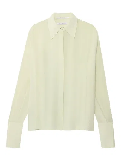 ANOTHER TOMORROW PLEATED WRAP SHIRT