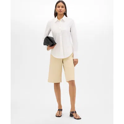 Another Tomorrow Poplin Bias Shirt In White