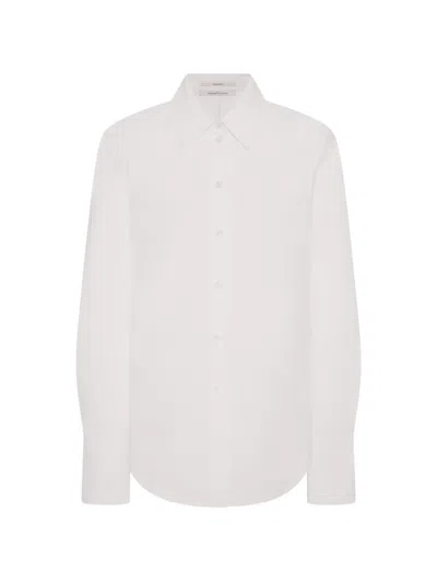 Another Tomorrow Poplin Bias-cut Shirt In White