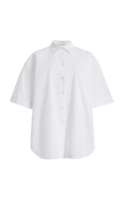 Another Tomorrow Poplin Cotton Shirt In White