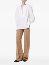 Another Tomorrow Quarter-zip Blouse In White
