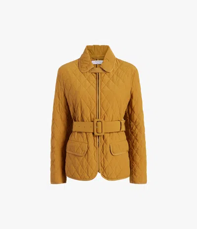 Another Tomorrow Quilted Belted Jacket In Goldenrod