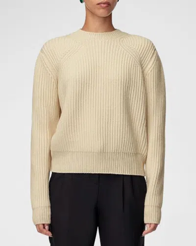 Another Tomorrow Recycled Cashmere Rib Sweater In Ivory