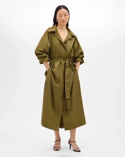 Another Tomorrow Recycled Nylon Trench In Green