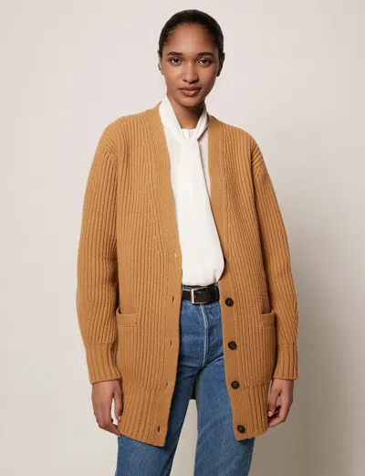 Another Tomorrow Relaxed Cardigan In Camel