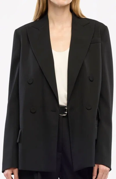 Another Tomorrow Relaxed Double Breasted Jacket In Black