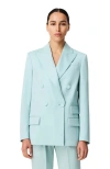 Another Tomorrow Relaxed Double Breasted Jacket In Blue