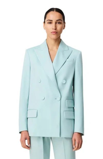 Another Tomorrow Relaxed Double Breasted Jacket In Blue