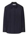 Another Tomorrow Pinstriped Wool-blend Shirt In Blue
