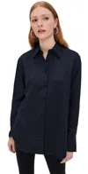 Another Tomorrow Relaxed Shirt Navy/chalk In Blue
