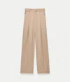 Another Tomorrow Relaxed Wide Leg Pant In Khaki
