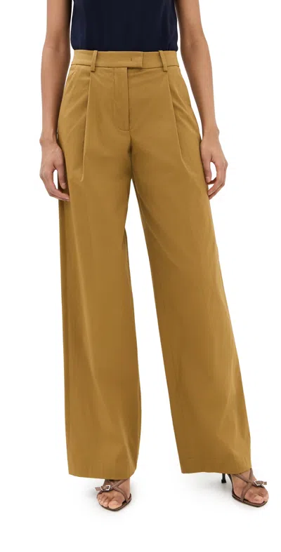 ANOTHER TOMORROW RELAXED WIDE LEG PANTS THYME
