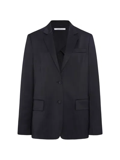 Another Tomorrow Relaxed-fit Single-breasted Blazer In Black