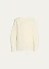 Another Tomorrow Reversible Ottoman Chunky Wool Sweater In Cream