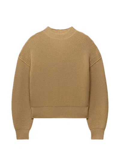 Another Tomorrow Ribbed Dropped-shoulder Sweater In Brown