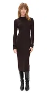 Another Tomorrow Ribbed Knit Dress Chocolate In Brown