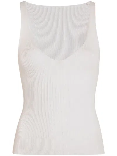 Another Tomorrow Ribbed Jersey Tank Top In White