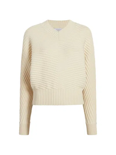 Another Tomorrow Ribbed-knit Dolman-sleeve Sweater In Neutral