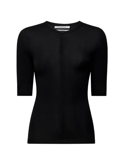 Another Tomorrow Ribbed-knit T-shirt In Black