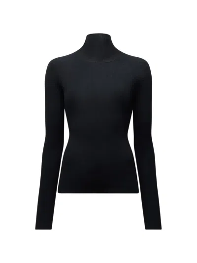 Another Tomorrow Rib-knit Sweater In Black