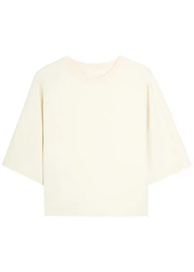 Another Tomorrow Rift Cropped Cotton-blend T-shirt In White