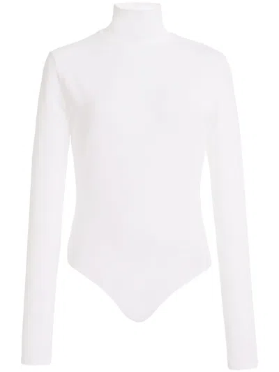 Another Tomorrow Long-sleeve Turtleneck Bodysuit In White