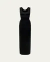 Another Tomorrow Ruched Maxi Tank Dress In Black
