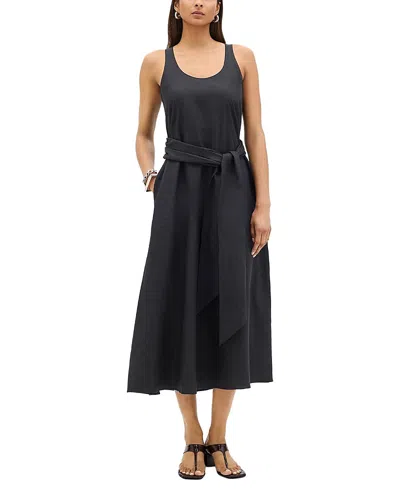 Another Tomorrow Sarong Linen Dress In Black