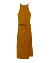 Another Tomorrow Sarong Tie Midi Dress In Tapenade