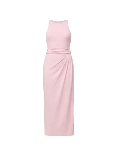 Another Tomorrow Sarong-tie Midi Dress In Pink