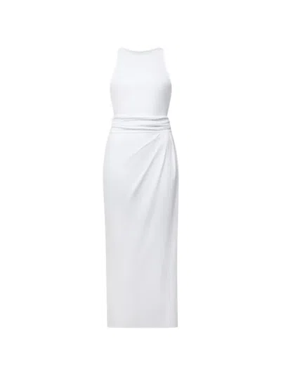 Another Tomorrow Sarong-tie Sleeveless Midi Dress In White