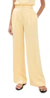 Another Tomorrow Satin Pleated Trousers Daffodil In Daffodil