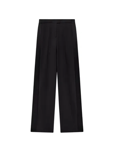 Another Tomorrow Satin-stripe Tuxedo Trousers In Black