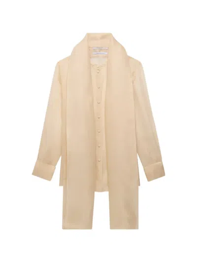 Another Tomorrow Scarf-detail Shirt In Neutral