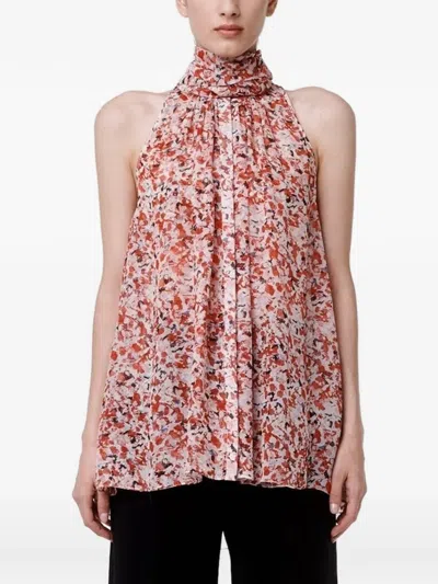 Another Tomorrow Scarf-detail Shirt In Multi