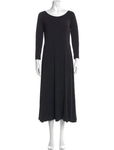 Pre-owned Another Tomorrow Scoop Neck Long Dress In Black