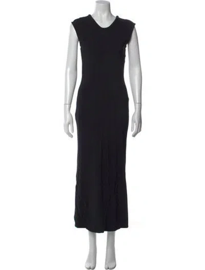 Pre-owned Another Tomorrow Scoop Neck Long Dress In Black
