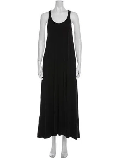 Pre-owned Another Tomorrow Scoop Neck Long Dress In Black