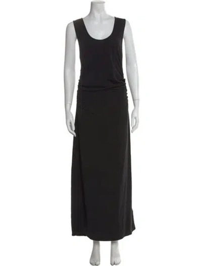 Pre-owned Another Tomorrow Scoop Neck Long Dress In Black