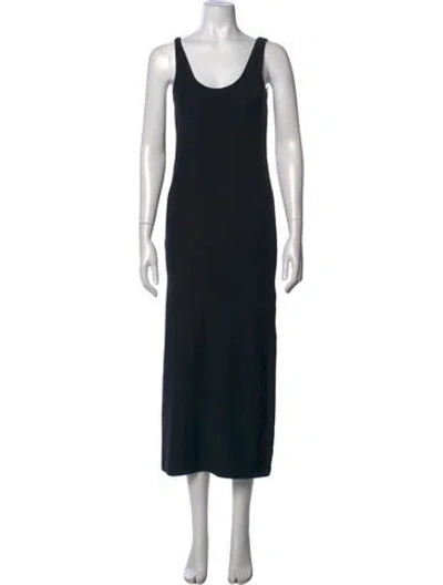 Pre-owned Another Tomorrow Scoop Neck Long Dress In Black