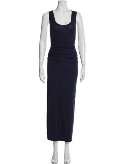 Pre-owned Another Tomorrow Scoop Neck Long Dress In Blue