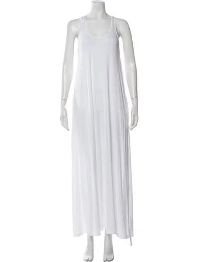 Pre-owned Another Tomorrow Scoop Neck Long Dress In Gray